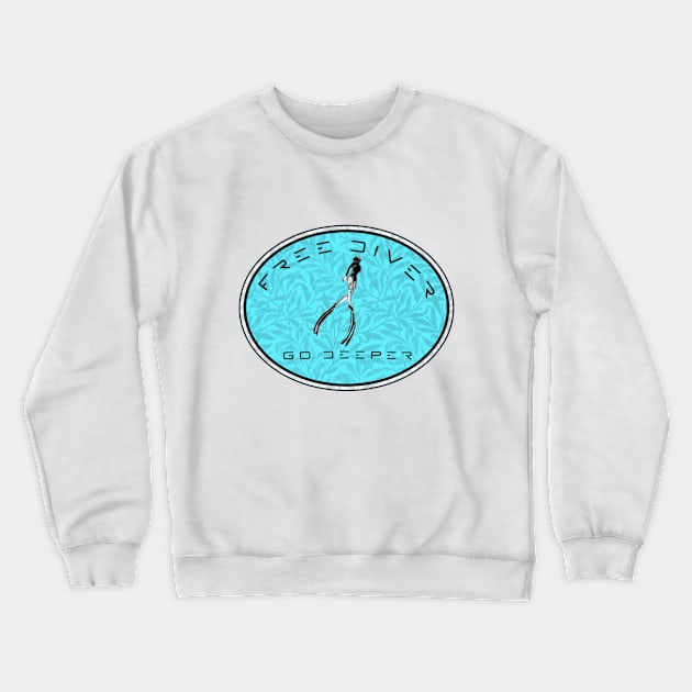 Free Diver Crewneck Sweatshirt by Mikhou Designs